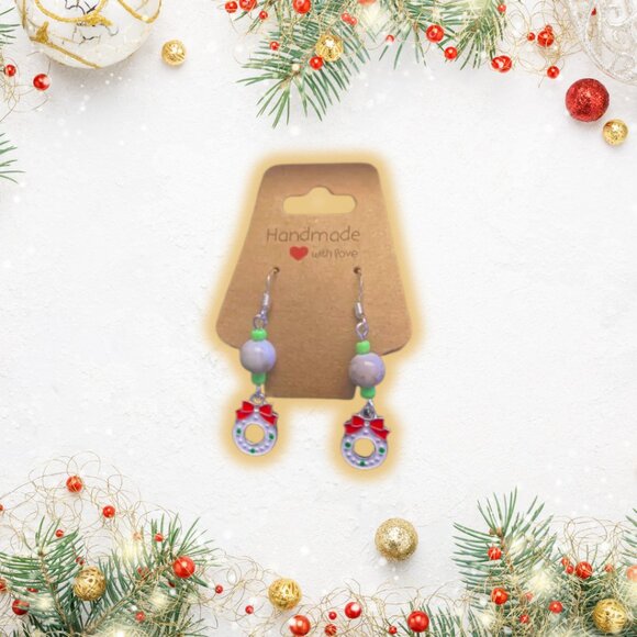 Hand Crafted Jewelry - 🎮 Xmas Wreath Earrings - HANDMADE